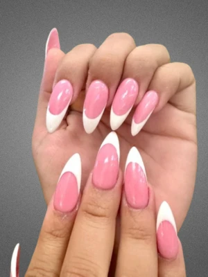 Pink & white Vibes French Tip Nails