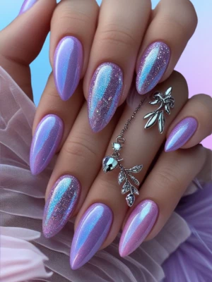 Purple Chrome Manicure Idea