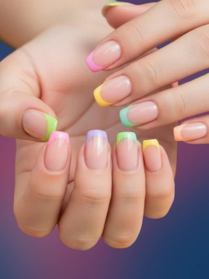 Rainbow French Ombre Tips