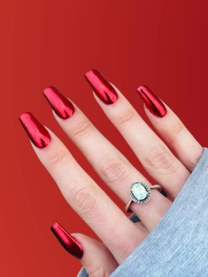 Red Chrome Christmas Nails