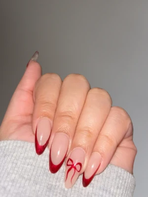 Red French Tips Christmas Nails