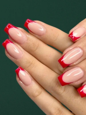 Red French with an Accent Nail Design