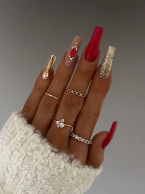 Red and Gold Manicure