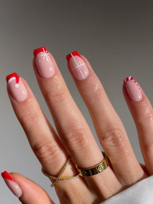 Short French Christmas Nails