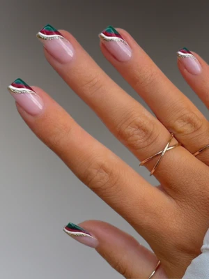 Simple Christmas Nail Art with Christmas nails french tip