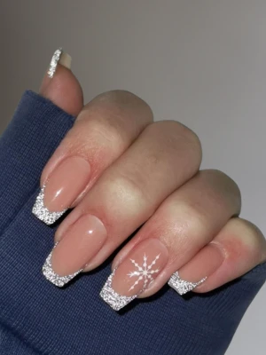 Simple White french tip christmas nails