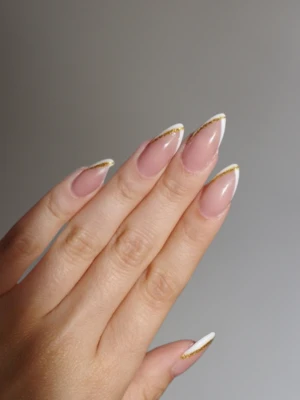 Slim Gold French Tips Christmas Nails