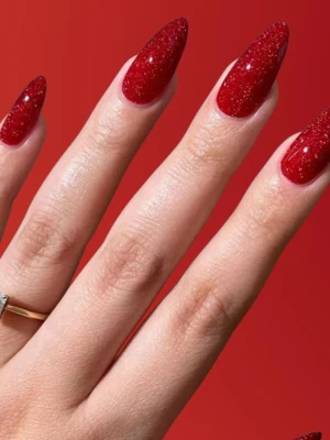 Sparkly Christmas Nail Red