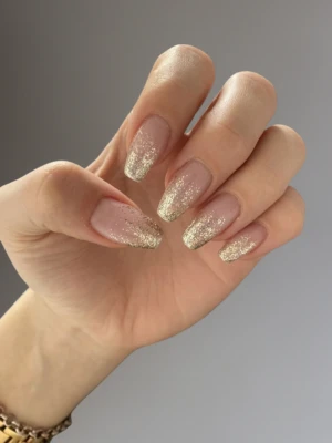 Sparkly Gold Faded French Tips