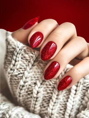 Sparkly Red Manicure