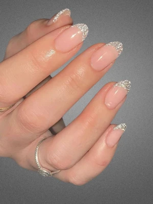 Sparkly White Tip French Nails
