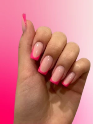 Square Hot Pink French Tips for Bold Looks
