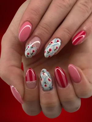 Textured Candy Cane Nail Art for Christmas
