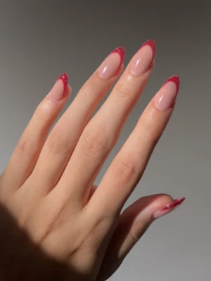 Thin Red French Tips Christmas Nails