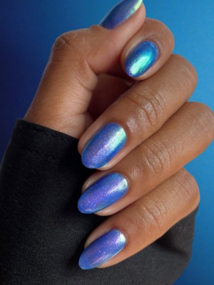 Velvet night chrome blue nails