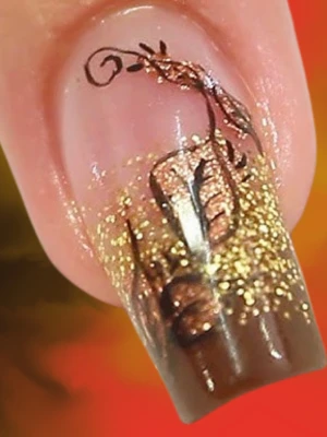 Copper Glitter Nail art ideas for Fall