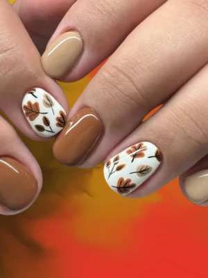 Light Grey Nail art ideas for fall with Copper Flecks