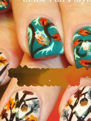 Taupe Nail art ideas for fall with Tiny Acorn Art