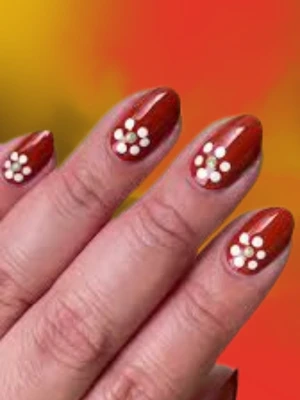 Simple Terracotta Nails with Dots