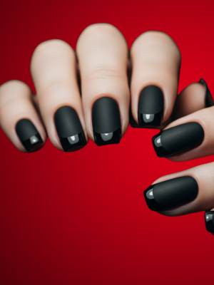 All-Black French Tip Nails