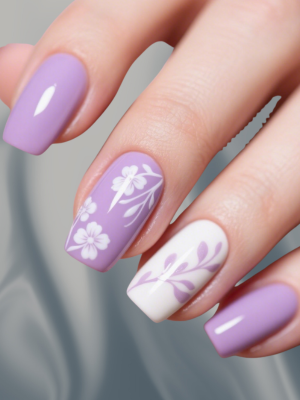 Classy Spring Nail Idea in Mauve and White