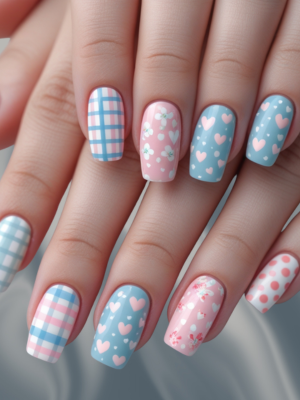 Cute Spring Nail Ideas with Mixed Prints