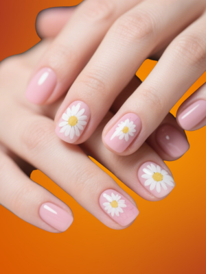 Delicate Daisy Nail Art for Classy Spring nail idea