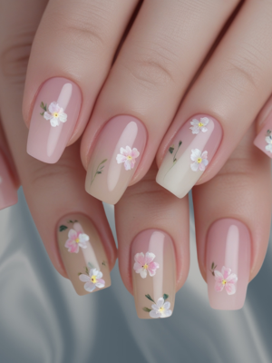 Elegant Spring Nail Ideas with Sheer Base