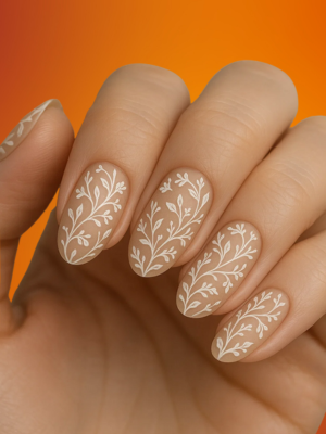Floral Vine Art with Neutral Polish