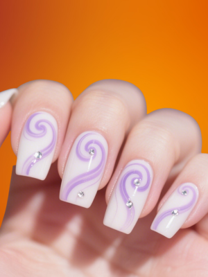 Lavender Swirl Nail Ideas for Spring