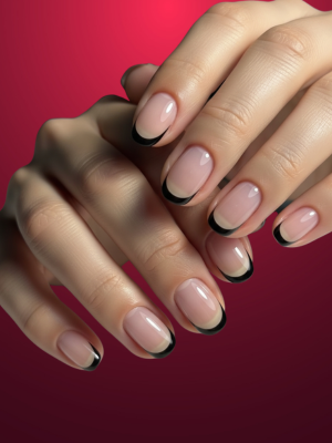 Minimalist Black Nails with Clear Base