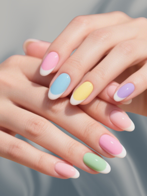 Pastel Rainbow Spring French Tips