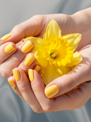 Short nail ideas for Spring in Soft Yellow Tones