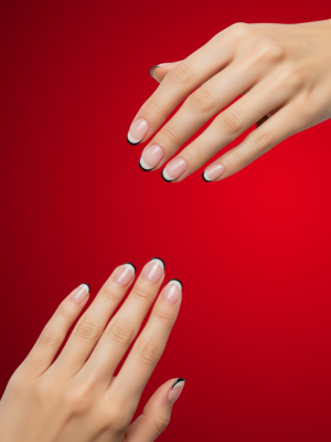 Simple Black Nails with Thin Outline Tips