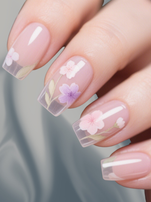 Spring Floral Nail Stickers on Clear Base