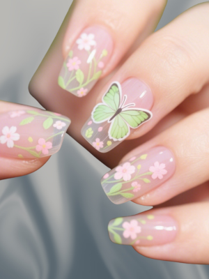 Spring Nail Ideas with Butterfly Stickers