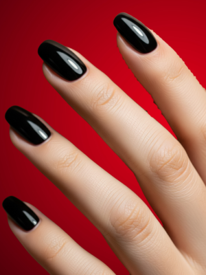 Timeless Black Nails with Glossy Overlay