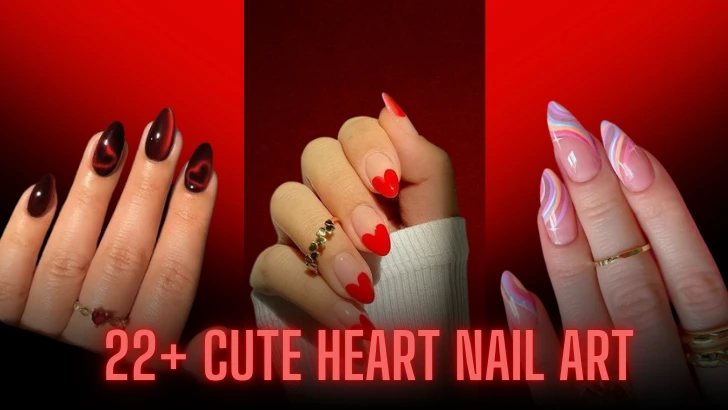 22+ Cute Heart Nail Art