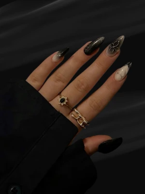 3D Black French Nail Art for a Glamorous Look