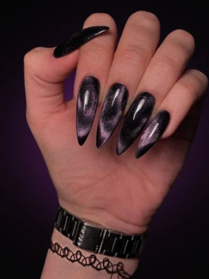 Black and Purple French Tip Nail Design