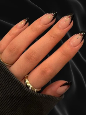 Classy Black French Manicure with Subtle Nail Art