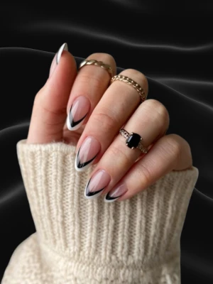 Simple Black and White French Nail Tips