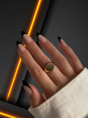 The Darkness of the Night_ Deep Black French Tips