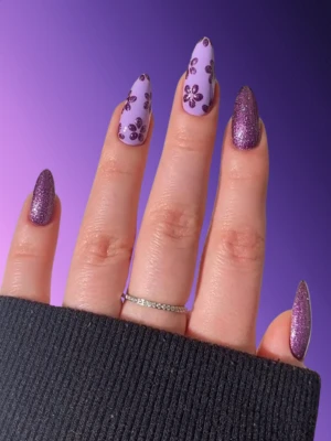 Beautiful Flower Nail Art on a Clear Base