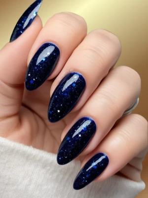 Dark Blue Nails Perfect for Cold Nights
