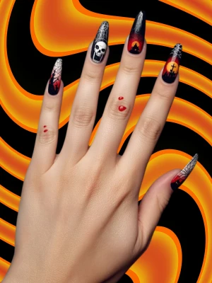 Haunted House Inspired Halloween Nails