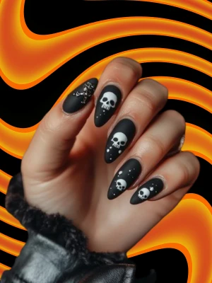 Matte Black Halloween Nails