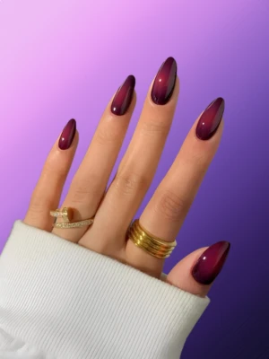 Reddish Plum Nails for a Warm, Romantic Feel