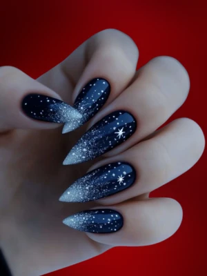 Starry Night Nail Design for Dreamy Winters