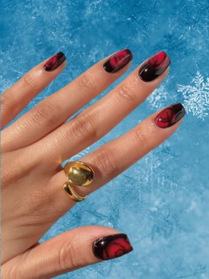 Black And Red Short Winter Nails